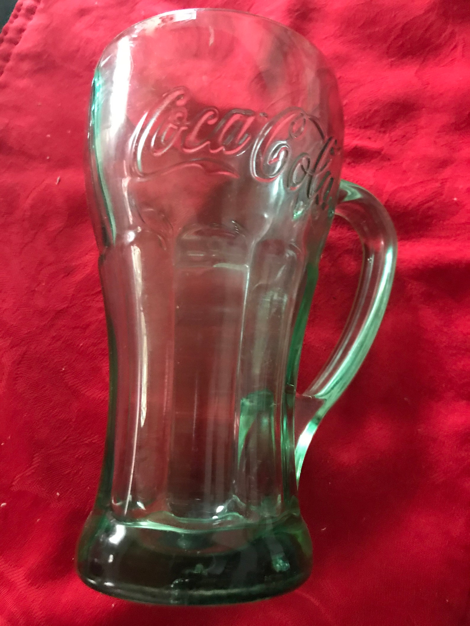 Green Coca Cola Glass With Handle Etsy