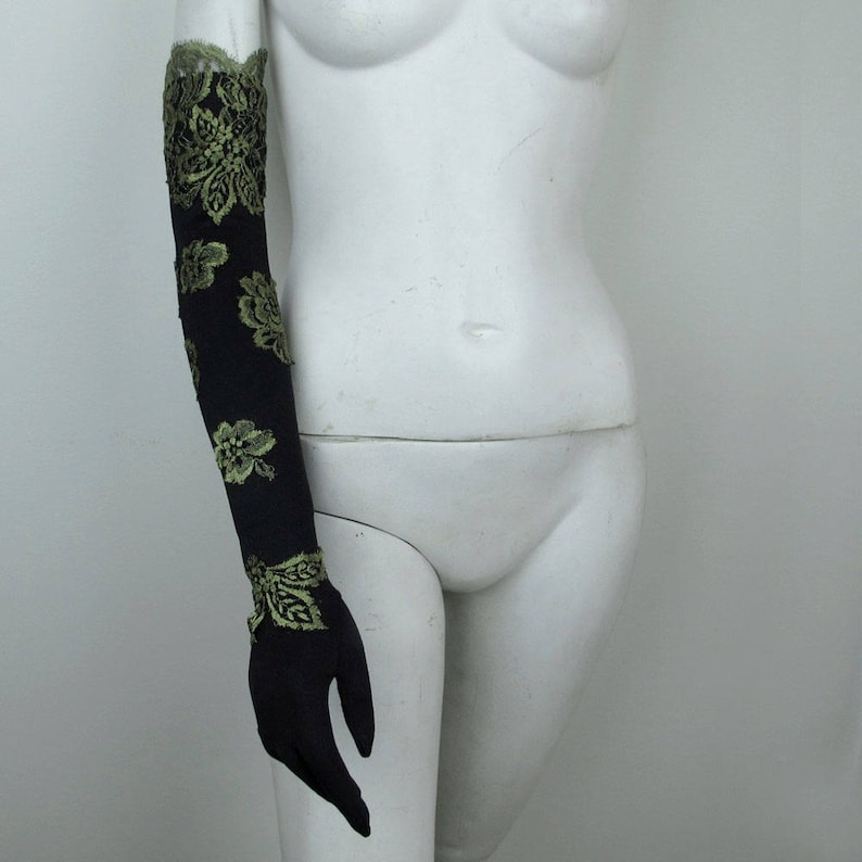 Vintage Gold Lace Applique Gloves Etsy