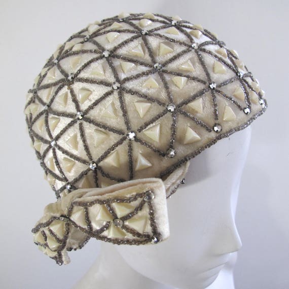 Vintage 1940s Beaded Hat - image 3