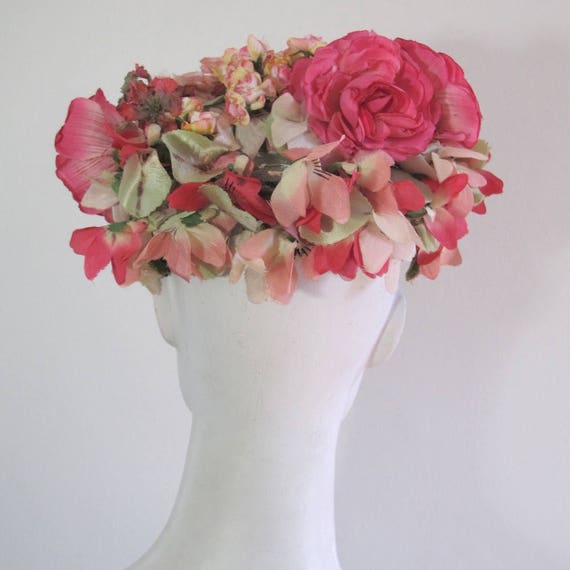 Vintage 1940s Floral Pillbox Hat - image 4