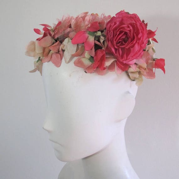 Vintage 1940s Floral Pillbox Hat