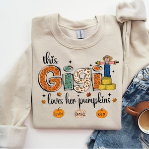 This Gigi Loves Her Pumpkins, Fall, Scarecrow, Custom, Leopard Pumpkin, Sublimation, Digital Download, PNG File
