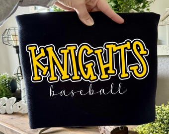 Knights Baseball, Bases, Favorite Season, Batter up, Any Sport or Color, Comfort Color, SVG, Sublimation,  Digital Download, PNG File