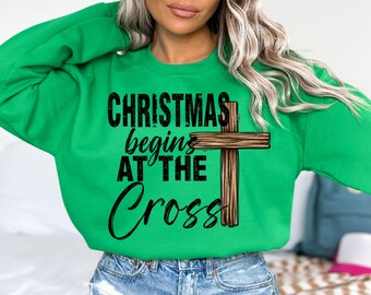 Christmas Beings at the Cross, Christian, Jesus, Faith, Distressed, Vintage, Merry, Digital Download, PNG File