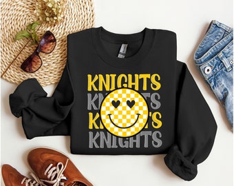 Knights Smiley, Knights, Mascot, Love, Checkerboard, Digital Download, PNG File