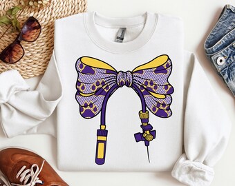 Tigers, Phlebotomy, Phlebotomist, Stethoscope, Croquette Bow, Gold & Purple, Mascot, Nurses Week, Sublimation, Digital Download, PNG File