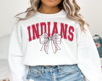 Indians Baseball, Retro, Croquette Bow, Bows, Bases, Baseball Mom, Cardinal Red, Softball, Sublimation,  Digital Download, PNG File