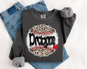 Dragons, Baseball, KY, Leopard Print, Baseball, Retro Funky Doodle, Baseball Mom, Custom, Font, Sublimation, Digital Download, PNG File
