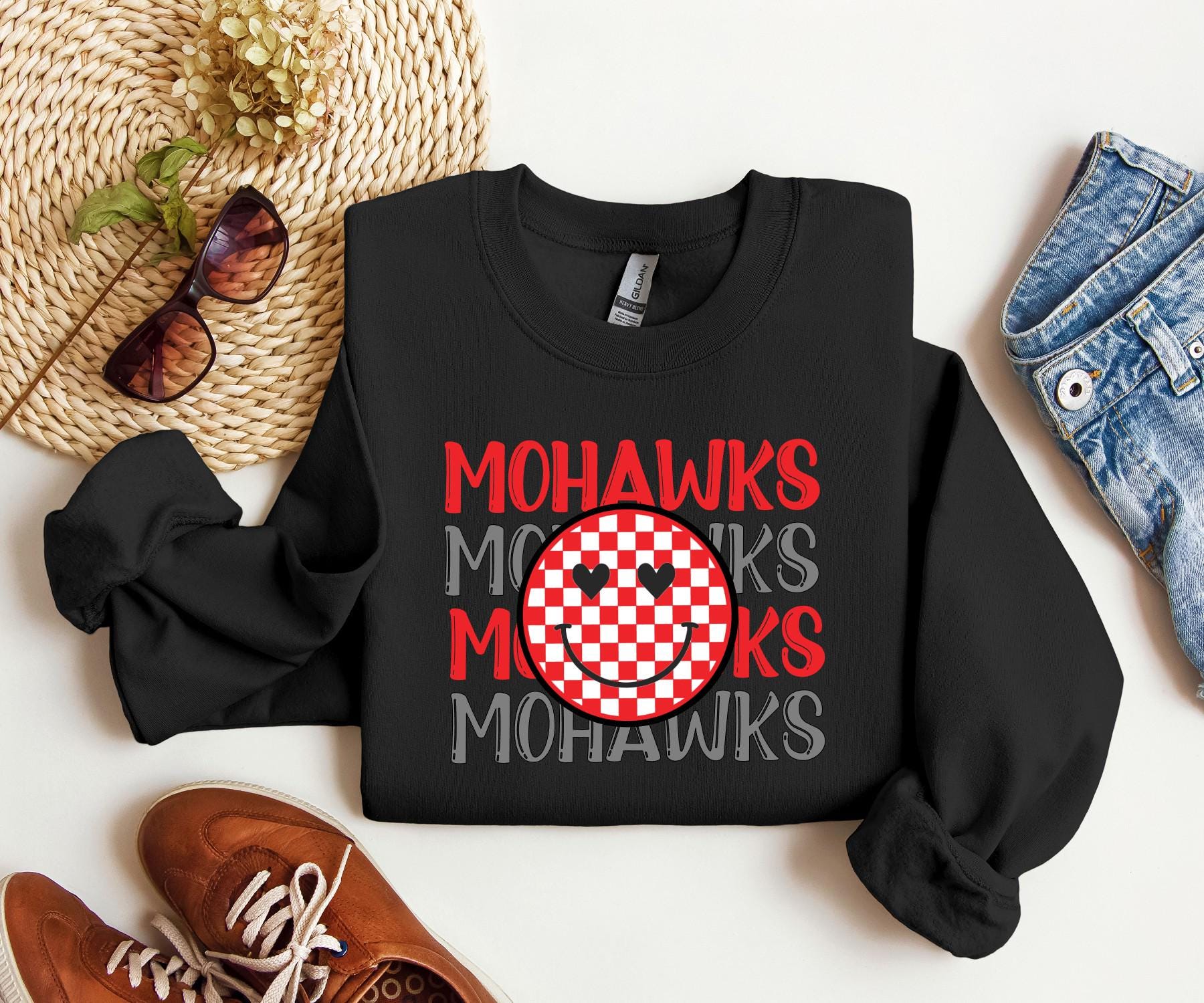 Mohawks Smiley, Mohawks, Mascot, Love, Checkerboard, Sublimation, Digital Download, PNG File