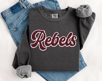 Rebels, Retro, Mascot, Maroon and White, Distressed, Football, Basketball, Sublimation, Digital Download, PNG File