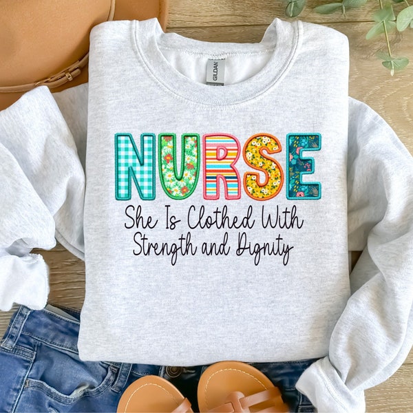 Nurse, She is Clothed, Strength and Dignity, Spring, Digital Download, PNG File