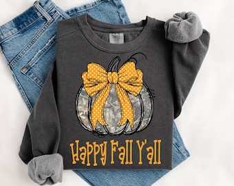 Camo Pumpkin, Happy Fall Y'all, Pumpkin, Checkerboard, Fall, Leaves, Comfort Color, Halloween, Sublimation, Digital Download, PNG File