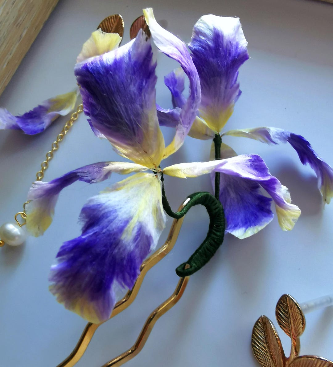 Handmade Iris Velvet Flower Hairpin - Etsy