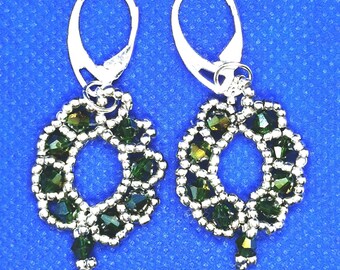 Pendientes de cristal verde - Pendientes de cuentas hechos a mano
