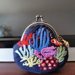 In The Deep Ocean-Hand Embroidered Coin Purse