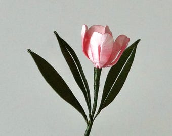 La primera esperanza de la primavera 1 - Broche de tulipán rosa - flores envueltas a mano