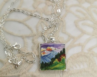 Camping en Mont Tremblant-- Collar bordado a mano