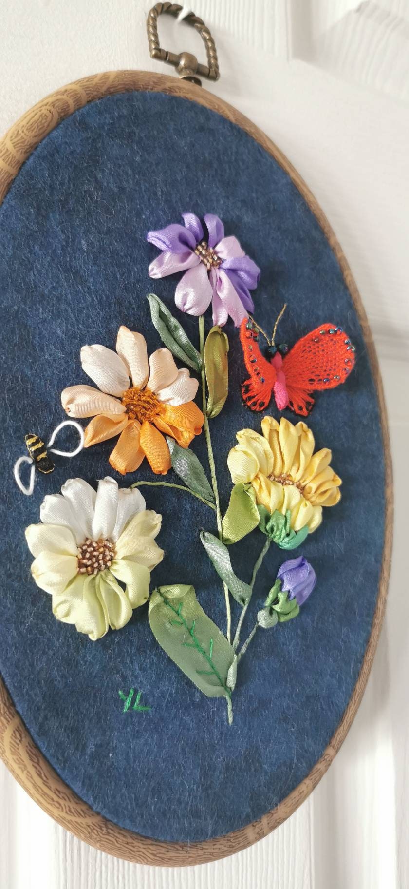 Daisy, Butterfly and Bee - Ribbon Embroidery, Stumpwork Embroidery - Etsy