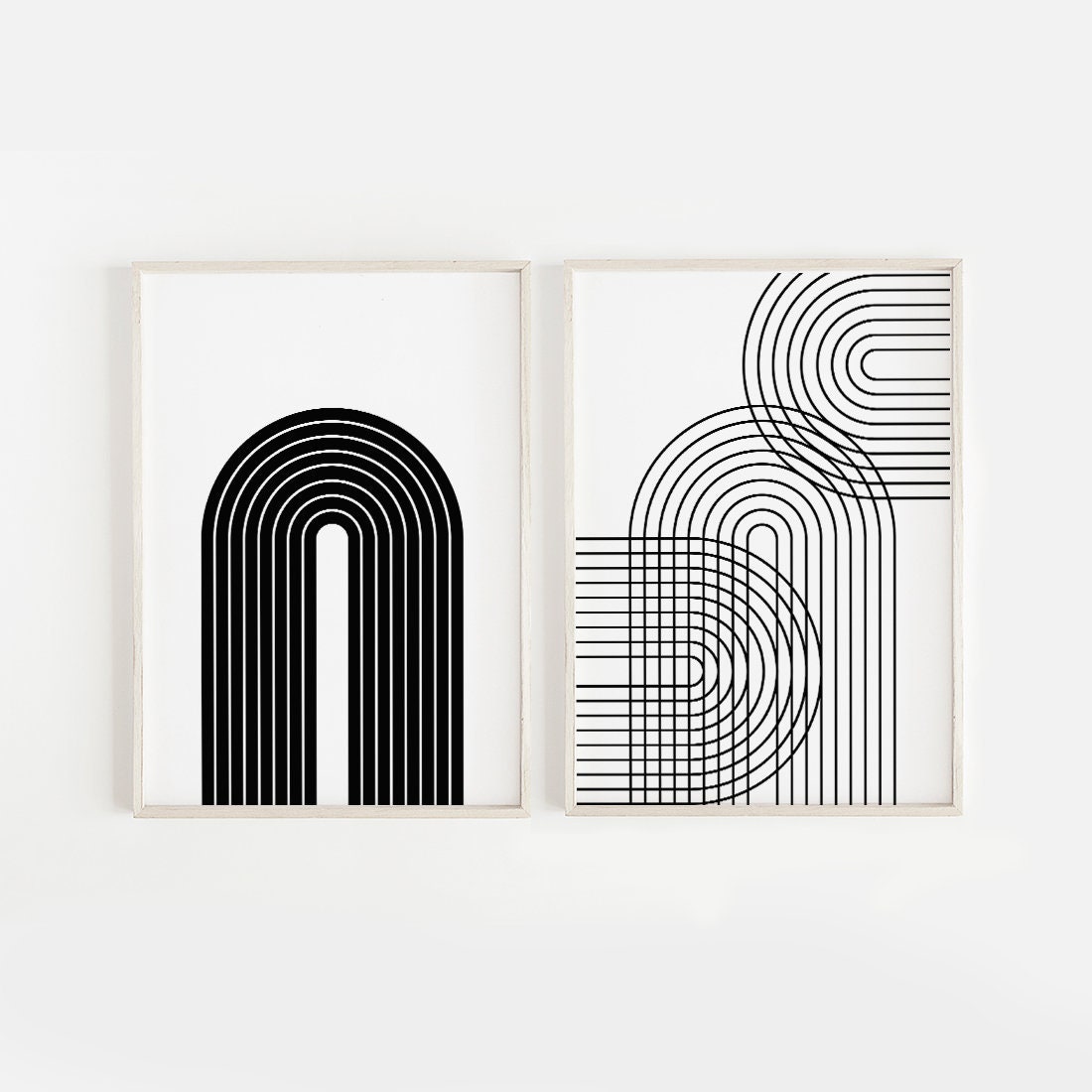black and white mid century modern art