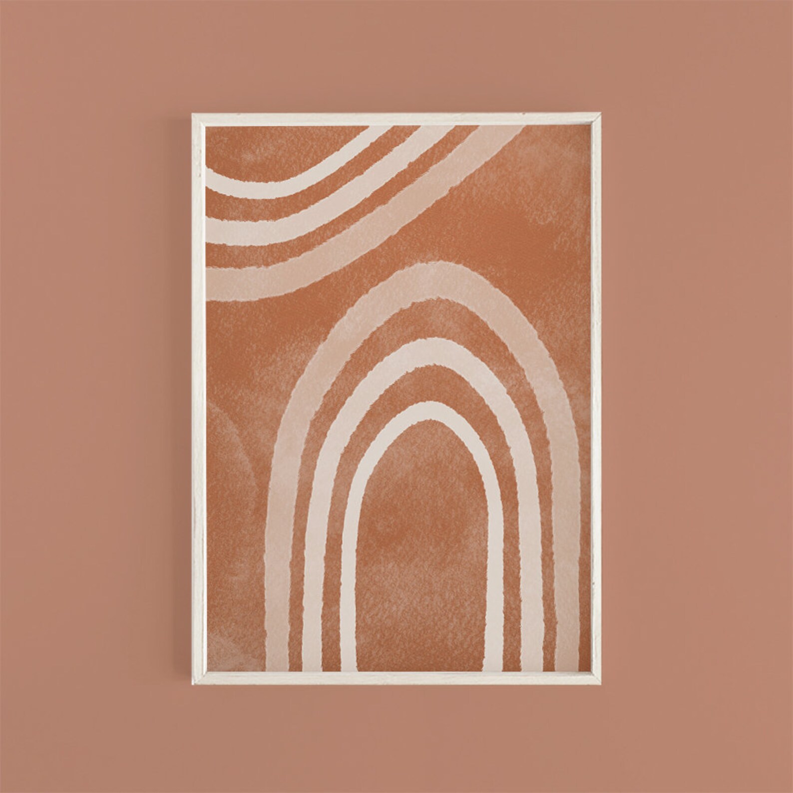 Abstract Print Terracotta Burnt Orange Rainbow Print Wall Etsy