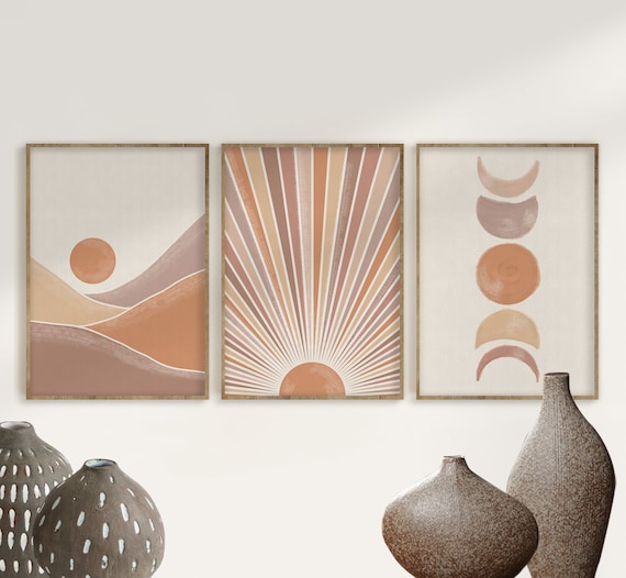 Poster Déco Mural Minimaliste Paysage Abstrait – Style Mid-century, Fabriqué En Australie