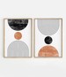 Mid Century Modern Wall Art Print Set of 2, Neutral Abstract Geometric Digital download Prints, Black White Orange Minimal Gallery Art 