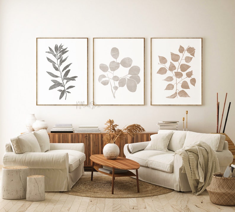 Abstract Botanical Print Set of 3 Neutral Botanical Wall Art - Etsy Canada