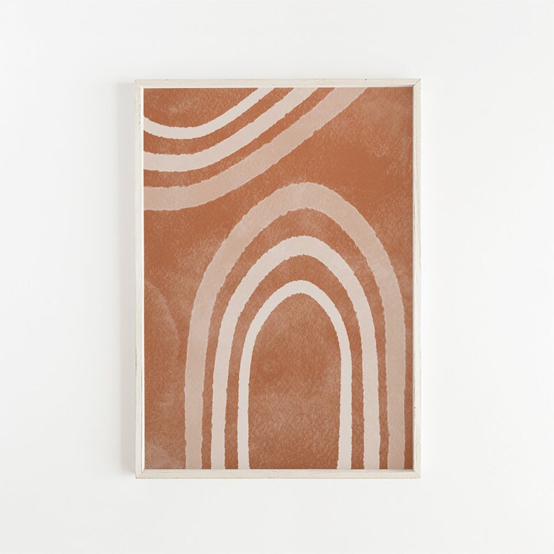 Eclectic Wall Art Set of 4 Orange Rainbow Print Digital Etsy