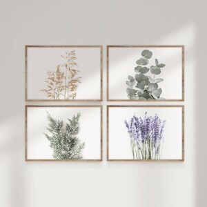 Botanical Print Set of 4, Farmhouse Printable Wall Art, Lavender ...