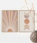 Sun and Moon Print Set of 2,Home Decor ,Terracotta and Mauve Printable Mid Century Modern Minimal Wall Art, Digital download, Boho Prints 