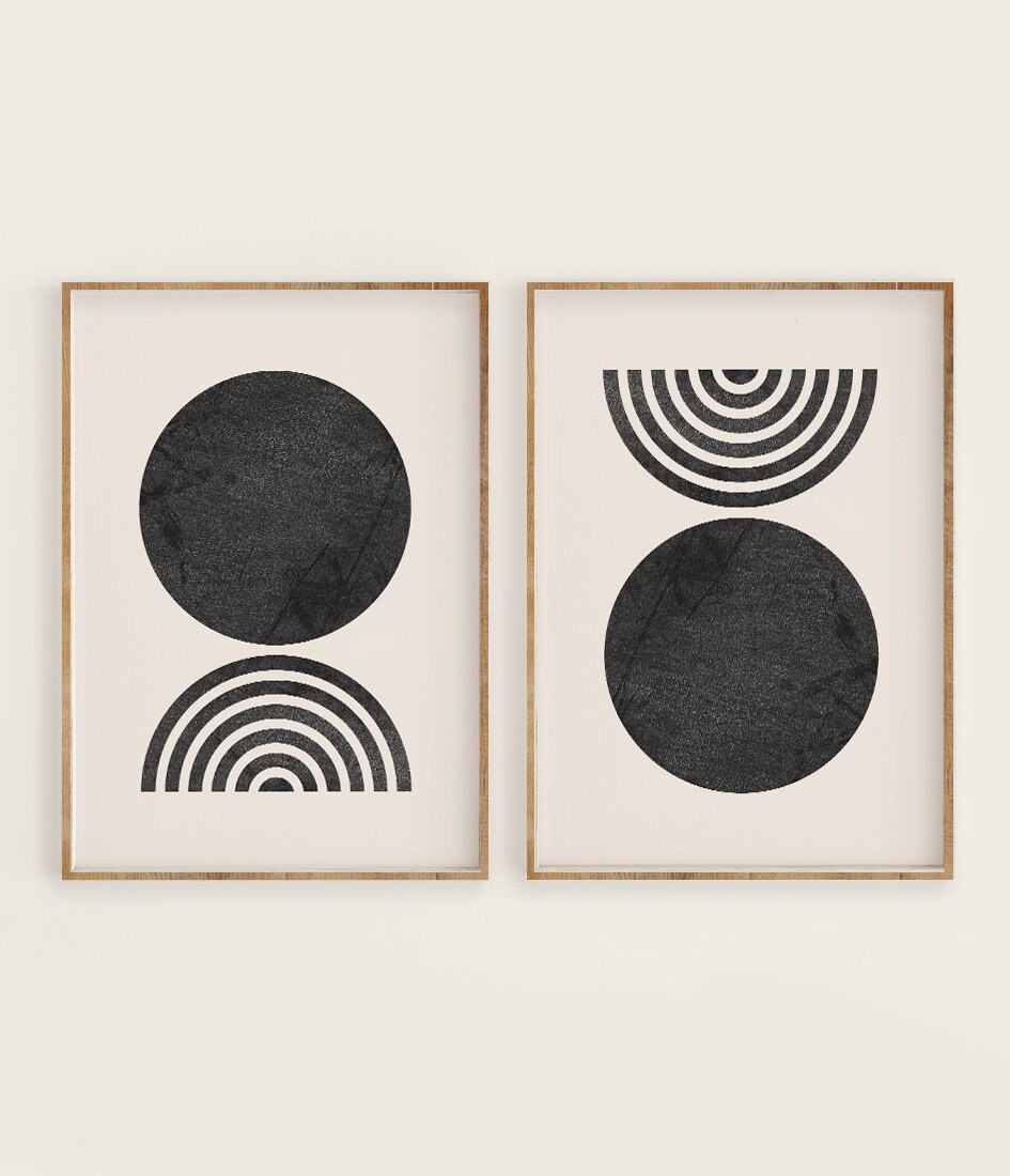 Mid Century Modern Art Print Neutral Geometric Wall Art - Etsy