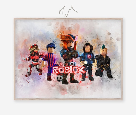 Roblox Poster Nube Watercolor Printsble Kids Printables Etsy - roblox face kids canvas print roblox kids canvas kids poster