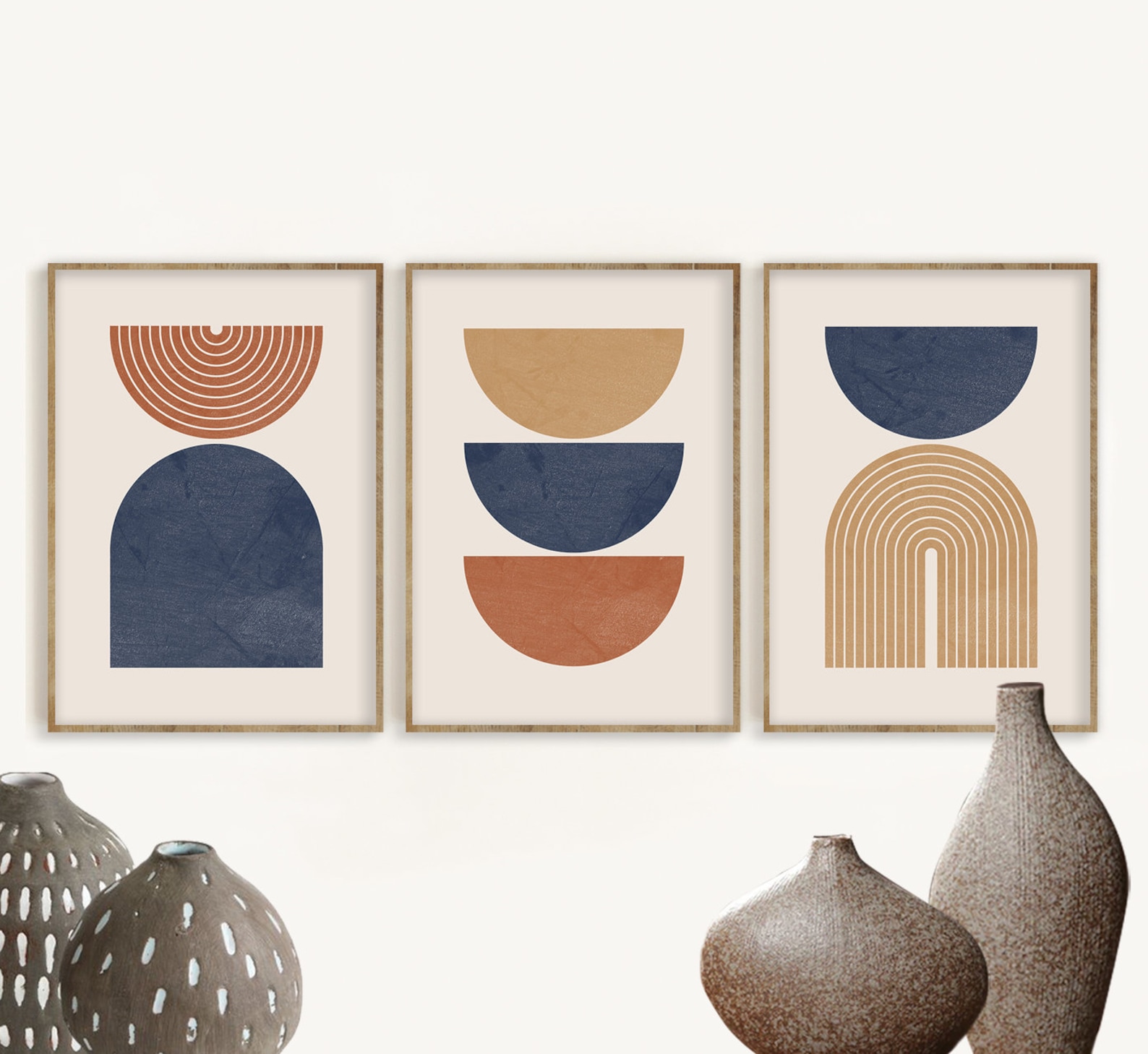 Geometric Art Print Set of 3 Mid Century Modern Art - Etsy