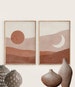 Boho Sun and Moon Print Set of 2, Abstract Landscape, Terracotta Printable Mid Century Modern Minimal Wall Art, Digital download, Prints 
