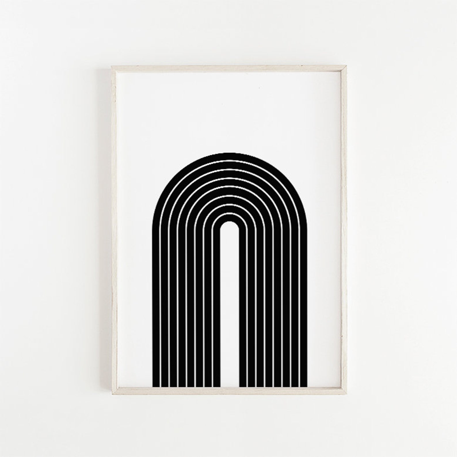 Geometric Art Black and White Mid Century Modern Art Print Etsy