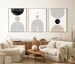 Mid Century Modern Wall Art Print Set of 3, Neutral Abstract Geometric Digital download Prints, Black White Beige Minimal Gallery Art 