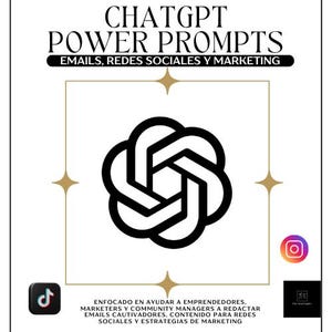 Prompts para ChatGPT|Pack de Prompts para Email|Redes Sociales y Marketing|Contenido con Inteligencia Artificial|Digital PDF|ChatGPT Prompts