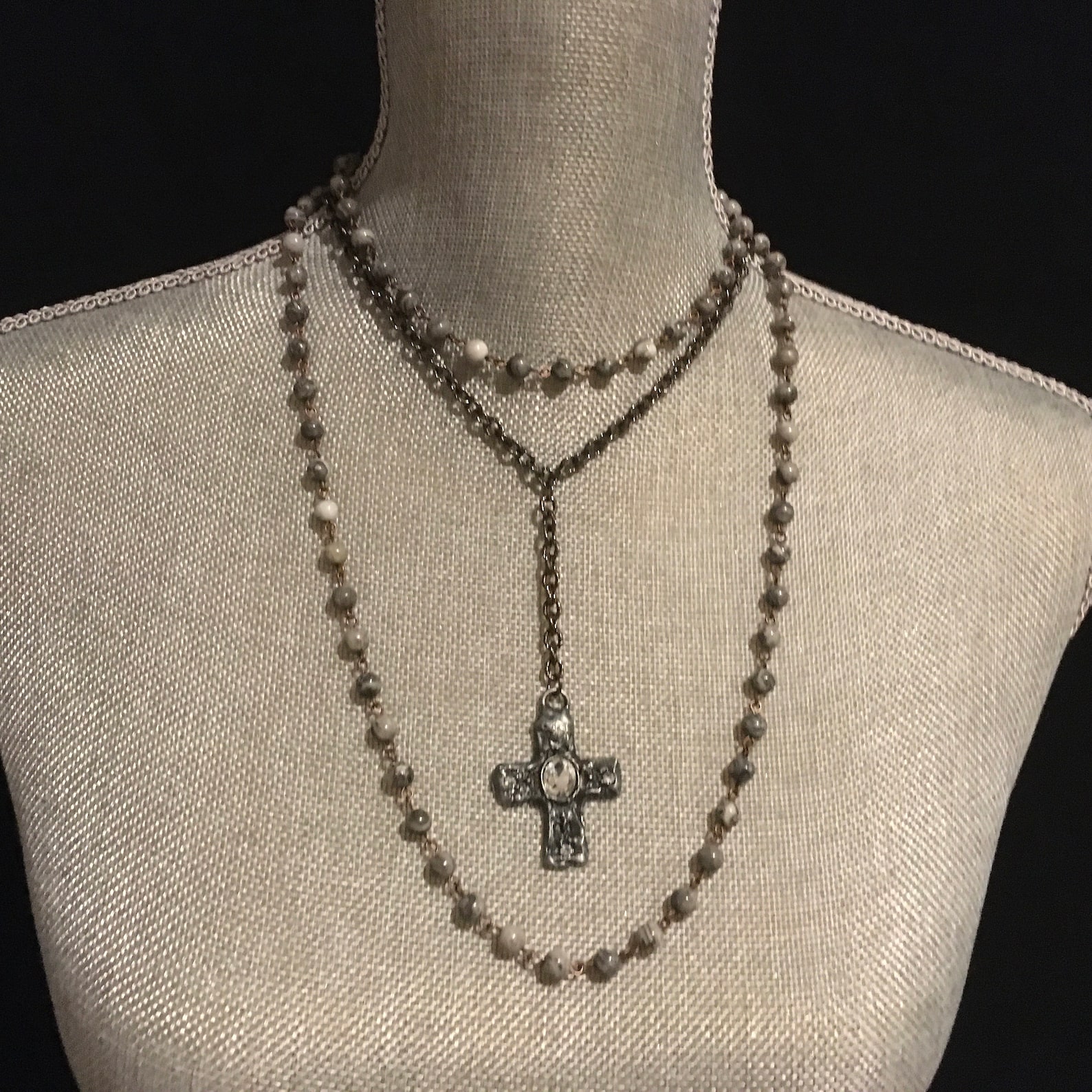 Rosary Chain Necklace Set Medieval Rustic Cross Necklace - Etsy
