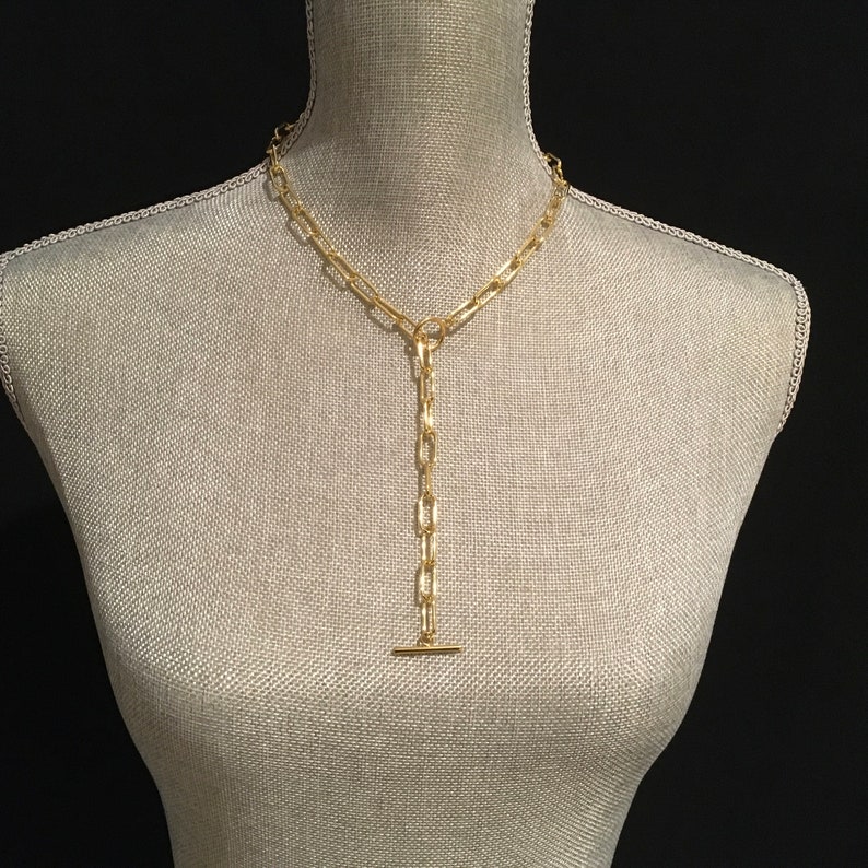Gold Paperclip Chain With Toggle Clasp Paperclip Chain Etsy