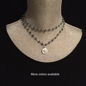 Layered rosary chain choker, Athena Greek goddess coin necklace layered set, boho silver coin choker, modern and trendy layering choker