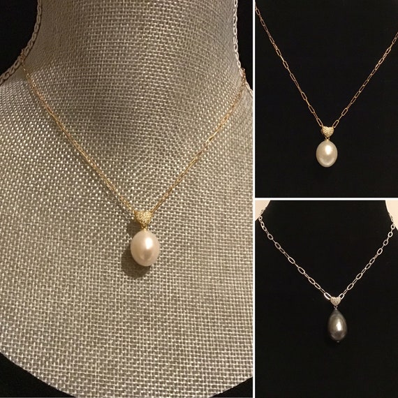 Sweetheart Pearl Necklace 14k gold filled sterling silver | Etsy
