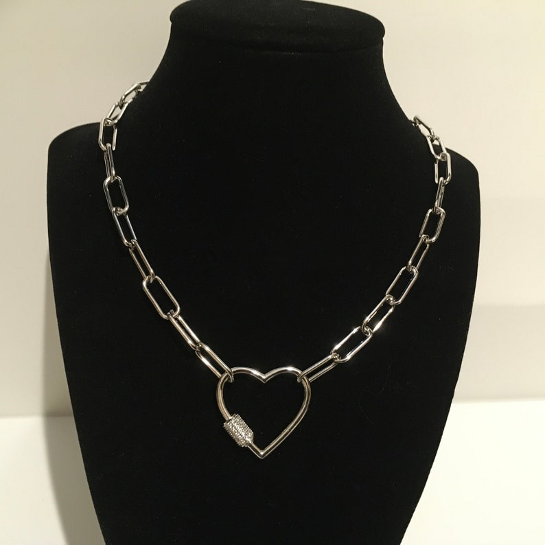 Penny Foggo - Chunky Heart and Heartburst Carabiner Chain Black Necklace