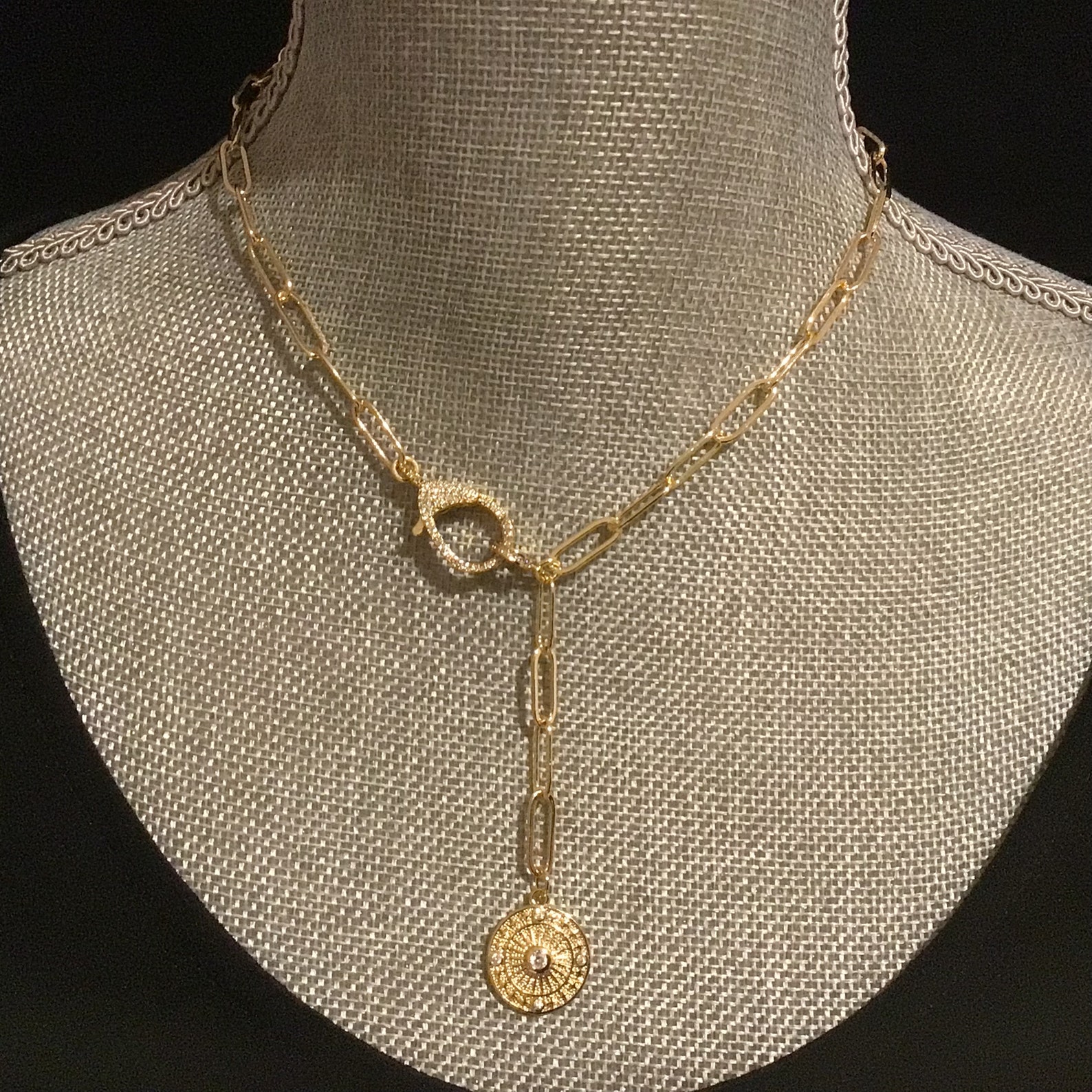 Gold coin lariat necklace Outlet