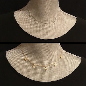 Tiny Star Choker, dainty layering chain, cz pave star choker, Sterling silver, 14k gold filled, dainty chain layering necklace