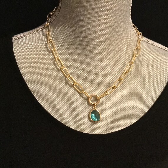 Paperclip Chain Charm Necklace, Link Charm Necklace