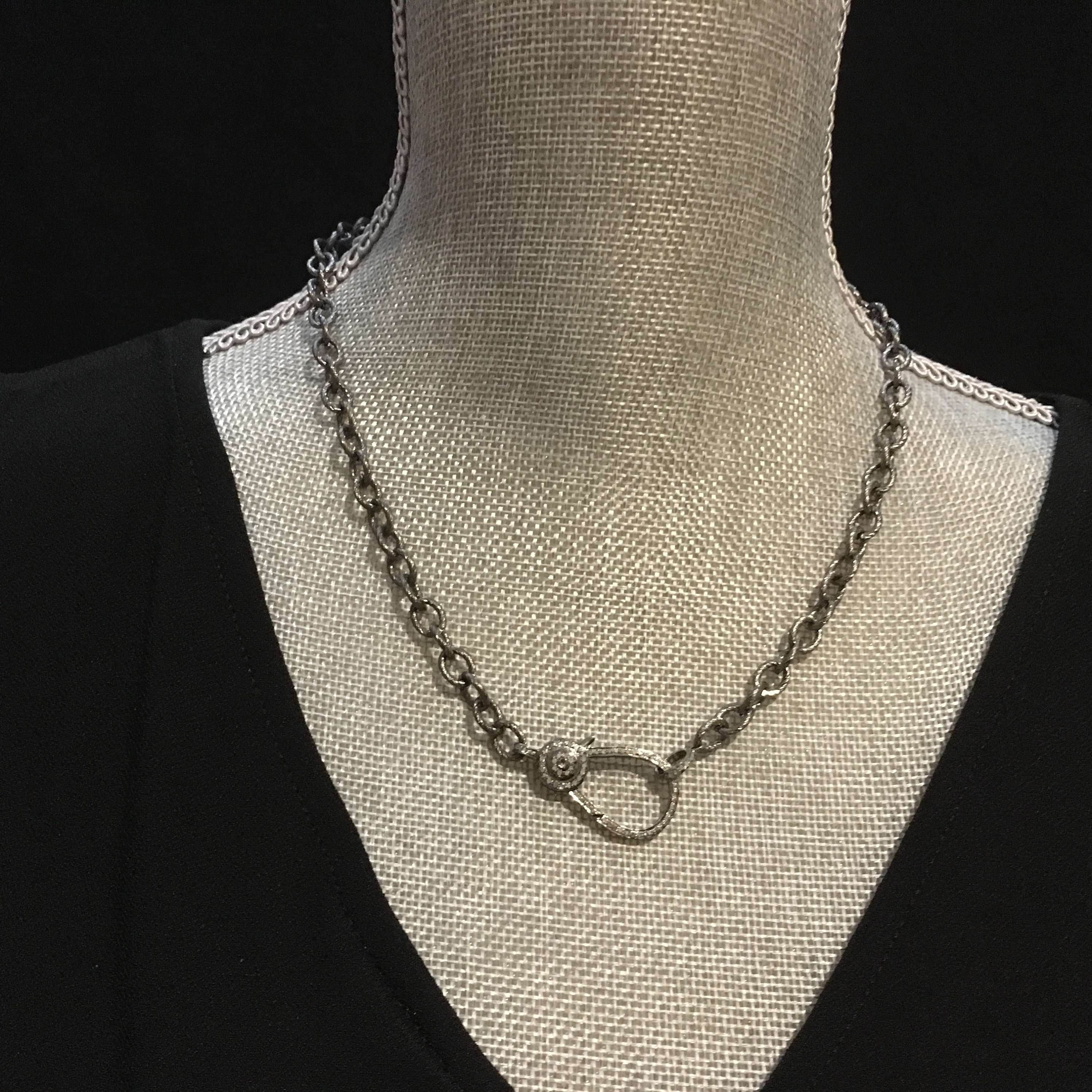Diamond Clasp Choker With Textured Gunmetal Chain Diamond Etsy Sweden