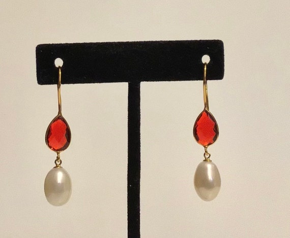 Garnet and online pearl earrings