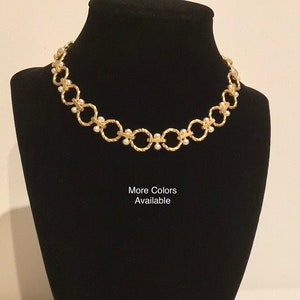 Two Tone Chunky Link Chain Choker Necklace: Lightweight Alloy