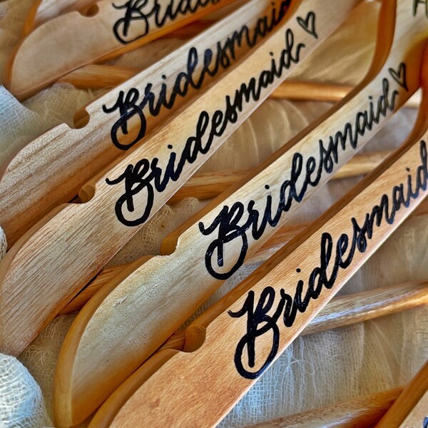 Custom Wood Hanger, Personalized Bridesmaid Wedding Wooden Dress Hanger, Engraved Name Hangers, MRS Clothes Hanger Customized