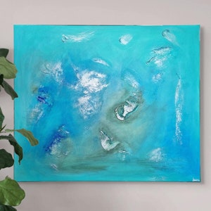 Abgründige Ruhe | Abstrakte türkisfarbene Leinwand, inspiriert vom Ozean | Originale zeitgenössische Kunst | Blaue Malerei für die Innendekoration